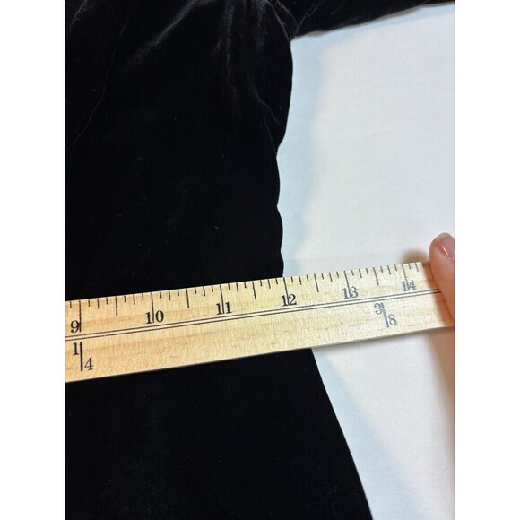 For Love & Lemons Colette Velvet Dress Black XS Wrap Midi Long Sleeve V-neck - Picture 6 of 13